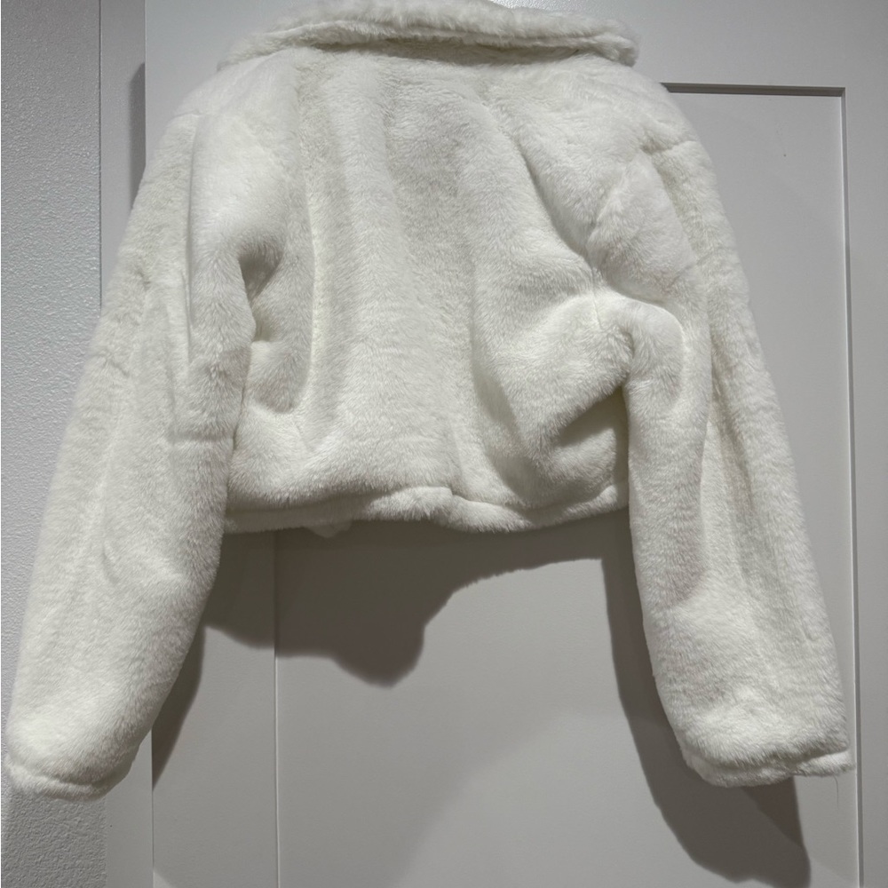 Fashion Nova Cream Faux Fur Coat